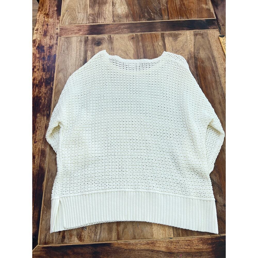 Vintage Liz Claiborne Women's Cream Knit Short‎ Sleeve Crotchet Sweater Size XL